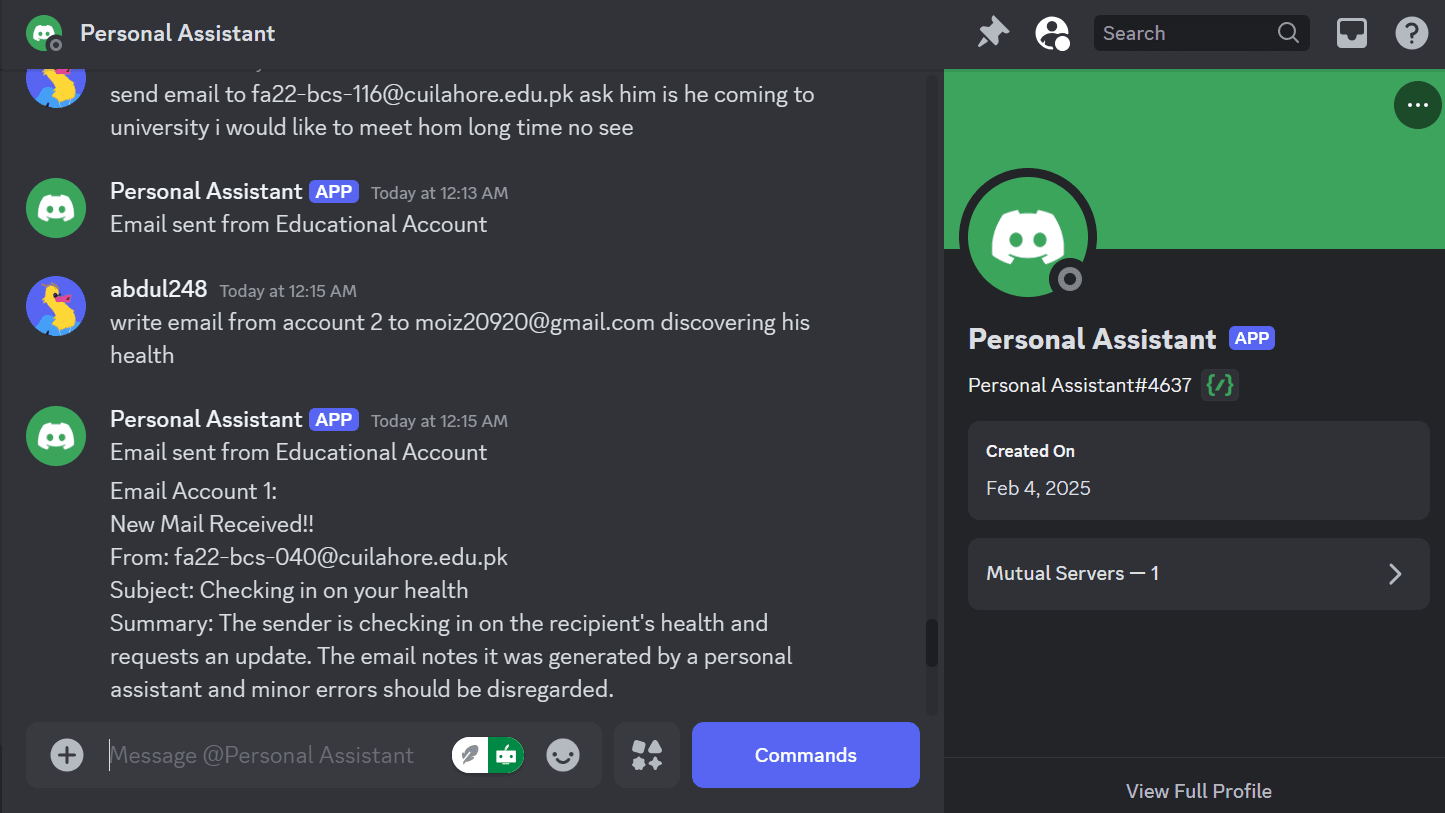 Personal Assistant