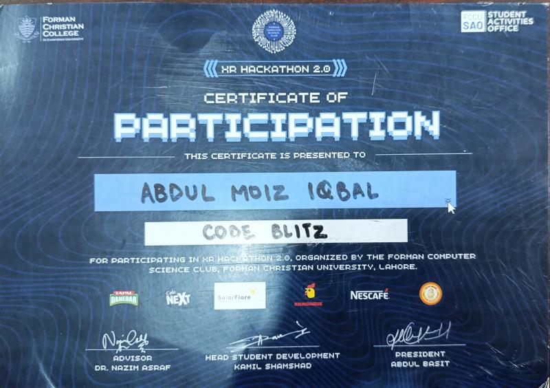 HR Hackathon 2.0 Certificate