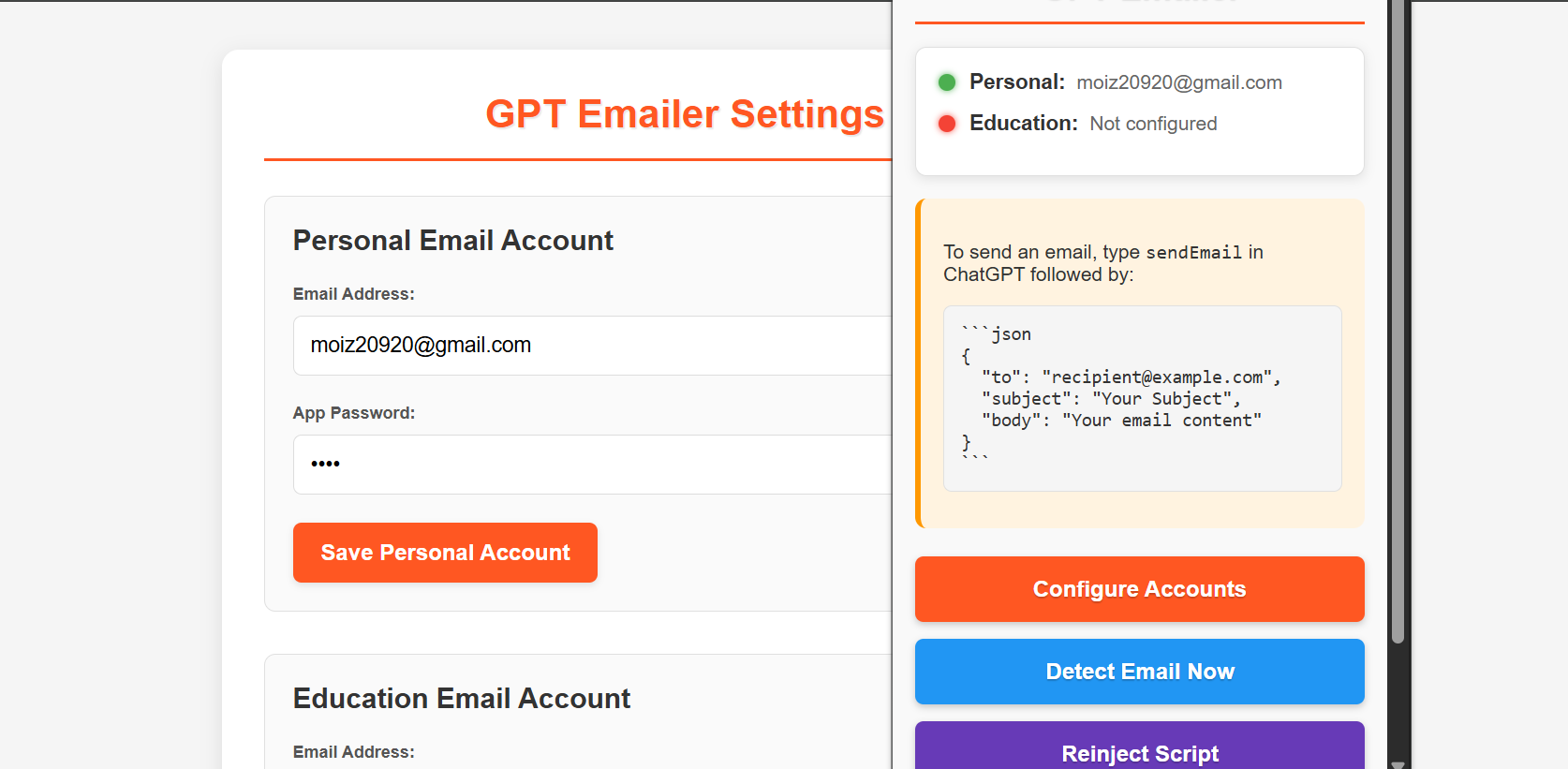 GPT Emailer Extension